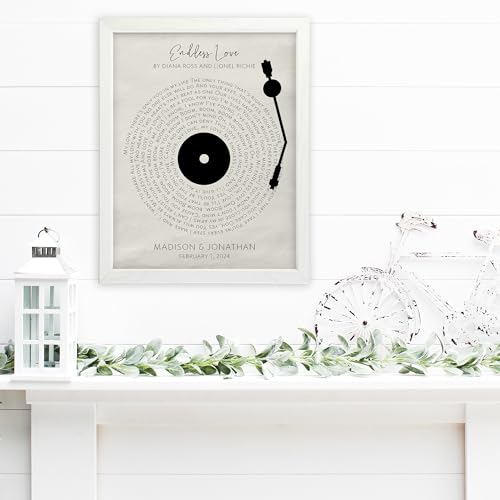 DREAM BIG PRINTABLES Customizable Couples Song Lyrics Art Print | Personalized Wall Art with Your Favorite Song | Names an...