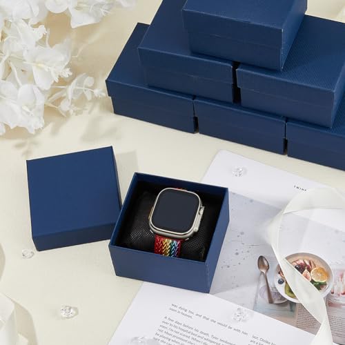 DICOSMETIC 10pcs Watch Gift Box Paper Jewelry Box Small Gift Box Square Prussian Blue Cardboard Gift Wrapping with Pillow ...