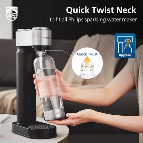 Philips Carbonating Bottles ADD910BKOQ/37, 1L Twin Pack Reusable PET Water Bottles Compatible Sparkling Water Maker, 2 Pac...