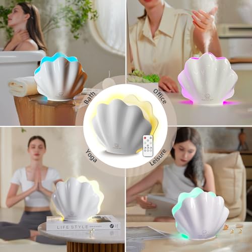 Essential Oil Diffuser 260ML, Shell Aroma Diffuser with Remote Control, 7 Colors LED Night Light for Bedroom Home Relaxati...