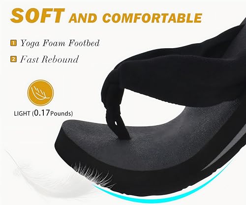 KuaiLu Flip Flops for Women with Arch Support Yoga Mat Comfortable Summer Beach Walking Thong Cushion Sandals Slip On Indo...