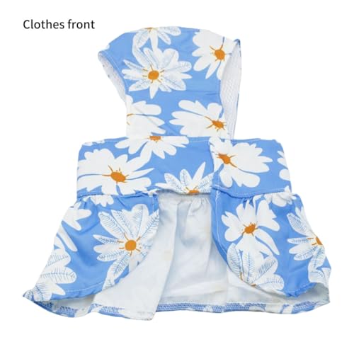 Small Dog Harness Dress Bow Female Dog Clothes Print Flower Girl Dog Harness Dresses Puppy Outfits with Leash Set Summer C...