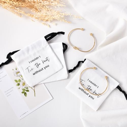 CEELGON 16 Pcs Jewelry Pouch Set of 8 Linen Cotton Small Drawstring Bags & Bridesmaid Knot Bracelet Jewelry Packaging Prop...
