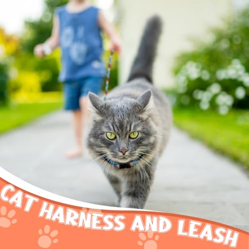 2 Pack Cat Harness and Leash Set, Escape Proof Adjustable Kitten Harness with Leash Collar Lightweight Soft and Comfortabl...