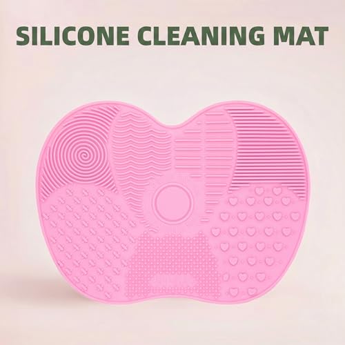 Silicone Makeup Brush Cleaner Mat, Scrub Pad with Suction Cup, Make Up Brushes Cleaning Mats Pads for Make Up Cosmetic Bru...