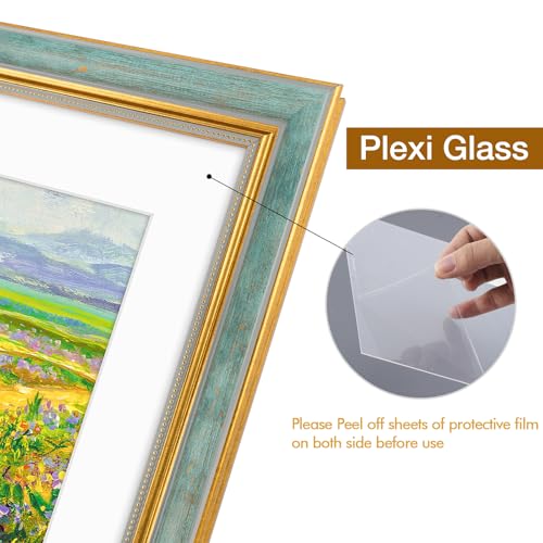 Golden State Art, 8.5x11 Ornate Picture Frame With White Mat for 6x8 Photo or Display 8.5 x 11 Print without Mat Color Dis...