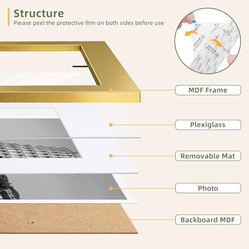 HappyHapi 15 Pack Gold Picture Frames Collage Wall Decor, Gallery Wall Frame Set for Mounting & Tabletop Display, Multi Si...