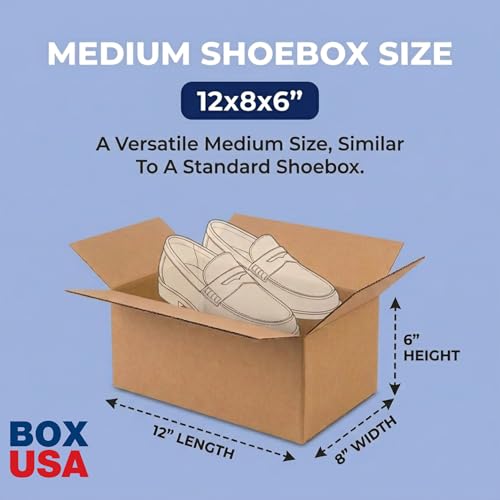 BOX USA Small Shipping Boxes 12"L x 8"W x 6"H (25-Pack) - Corrugated Cardboard Box for Moving, Mailing, Packing, Packaging...