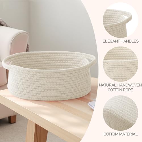 JMvicyroam Woven Basket,Small Rope Storage Bin with Handles & Ribbon Bag, Organizer for Shelves Closets,Gift Basket Empty ...
