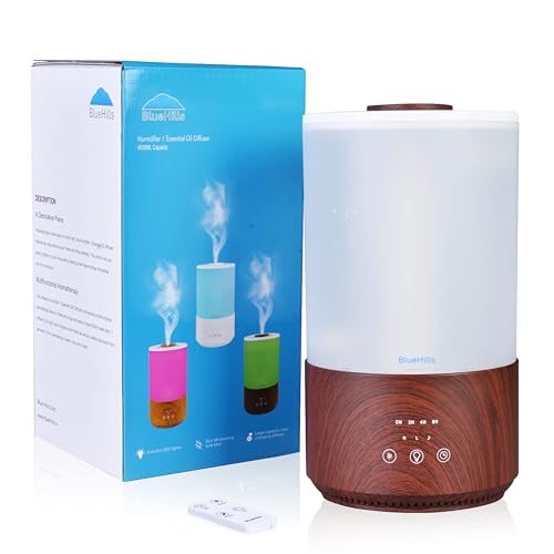 BlueHills Premium 4000 ml Tall Essential Oil Diffuser 4L 4 Liter 50 Hour Run with Remote Timer Aroma Humidifier 1 Gallon B...