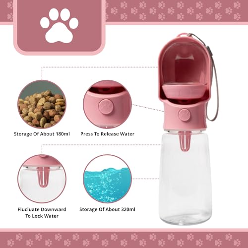 HappiTails Leak Proof Portable Dog Water Bottle with Bowl – Travel Pet Water Dispenser for Walking & Hiking – Food Grade P...