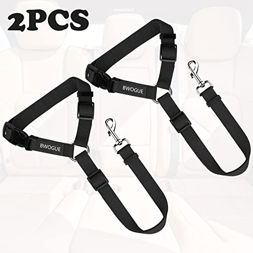 BWOGUE 2 Packs Dog Cat Safety Seat Belt Strap Car Headrest Restraint Adjustable Nylon Fabric Dog Restraints Vehicle Seatbe...