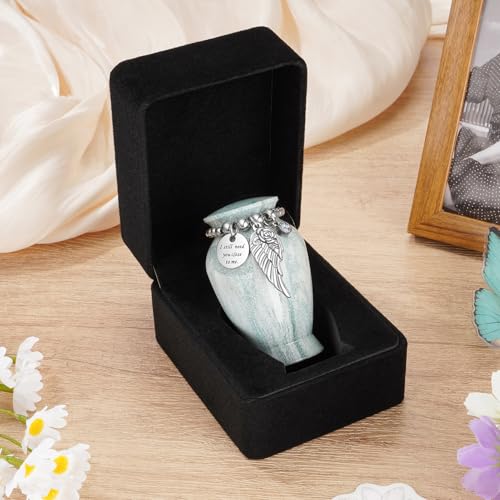 Dletay Small Urns for Human Ashes Keepsake with Box 2.85 Inch Memorial Mini Cremation Urn for Women Men Aluminum Decorativ...
