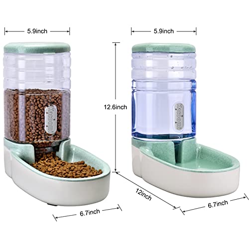 Kacoomi Automatic Dog Cat Feeder and Water Dispenser Gravity Food Feeder and Waterer Set with Pet Food Bowl for Small Medi...