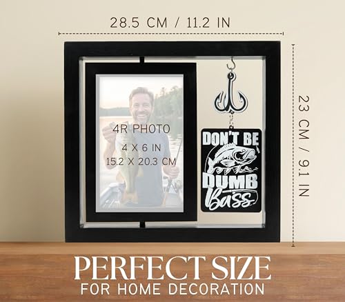 InnoBeta Fishing Gifts for Men on Birthday, Christmas, Rotating Picture Frame, 4x6 Double-Sided Display Photo Frame