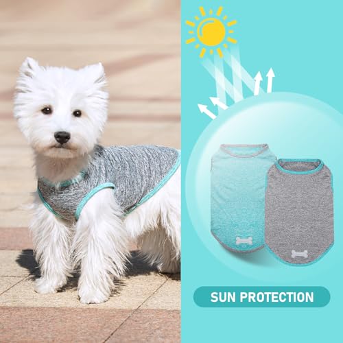 KYEESE 2 Pack Sun Protection Dog Shirts Quick Dry Soft Stretchy Dog T-Shirts with Reflective Label Tank Top Sleeveless Ves...