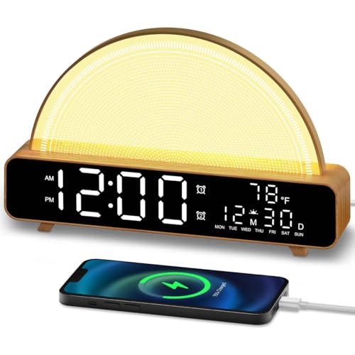 HAODINGMAI Sunrise Alarm Clock Wake Up Light with Sunrise Simulation White Noise Machine Touch Control Bedside Lamps Color...