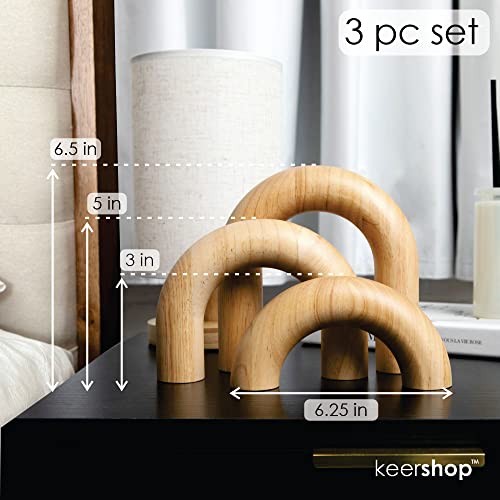 KeerShop 3-Piece Natural Arches Home Decor Set – Aesthetic Shelf Objects, Coffee Table, and Bookshelf Accent, Japandi Mode...