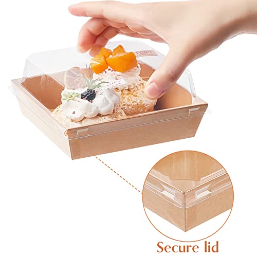 Ocmoiy Small Charcuterie Boxes with Clear Lids, To Go Paper Disposable Food Containers, 5 Inches Bakery Dessert Boxes for ...