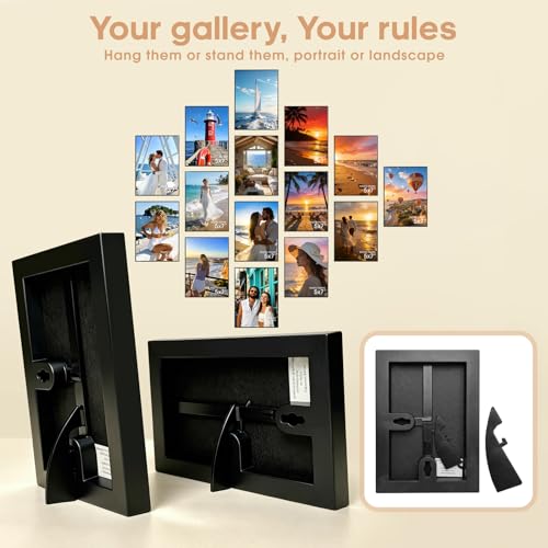 Adoture 15 Pack 5x7 Black Picture Frames, Picture Frame for Home Decor with HD Acrylic for 5x7 inch Photos, Plastic Photo ...