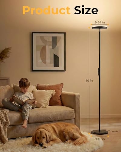 Natapai Floor Lamps for Living Room, 69" Tall LED Lamp, 2800LM Standing Lamp Remote & Foot Switch with 1H Timer, 2700-6500...