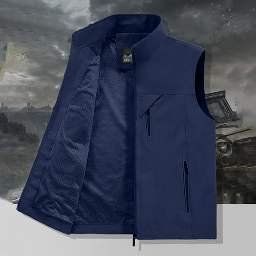 Mens Vests Sleeveless Zip Up Jacket Lightweight Casual Golf Windbreakers Hiking Work Tactical Vests Slim fit Outerwear