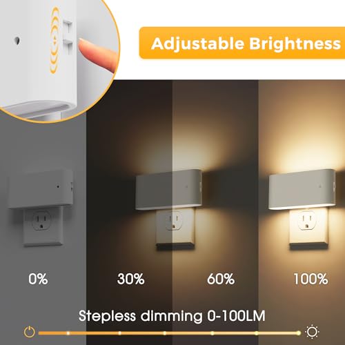 L LOHAS LED Night Light, 2 Pack Dimmable Modern LED Night Lights Plug into Wall,Dusk to Dawn Sensor Night Lights for Kid, ...