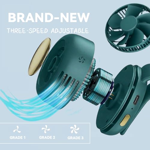 VYWmna Portable silent mini bladeless fan 3-speed clip-on fan 360° rotatable, suitable for outdoor, travel and office use,...