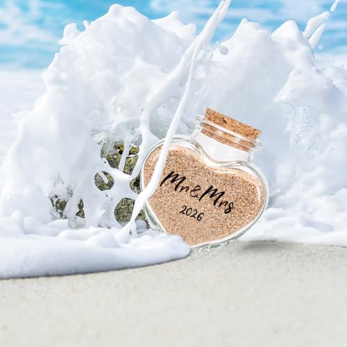 TUNGURIS Mr&Mrs 2026 Sand Keepsake Jar, Bridal Shower, Wedding, Engagement, Honeymoon, Travel Gift for Couples, Newlywed, ...