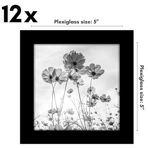 Americanflat 5x5 Picture Frame with Polished Plexiglass - Set of 12 - Signature Collection - Picture Frames with Engineere...