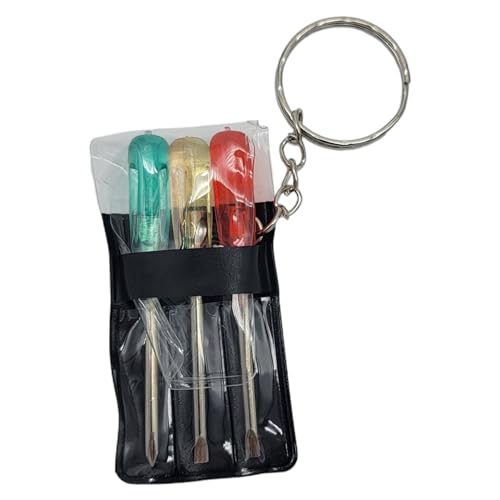 ZUGAR LAND Mini Screwdriver Set Keychain with 3 Tools (2.5") Miniature Metal Screwdriver Set Key Chains Includes 2 Flathea...