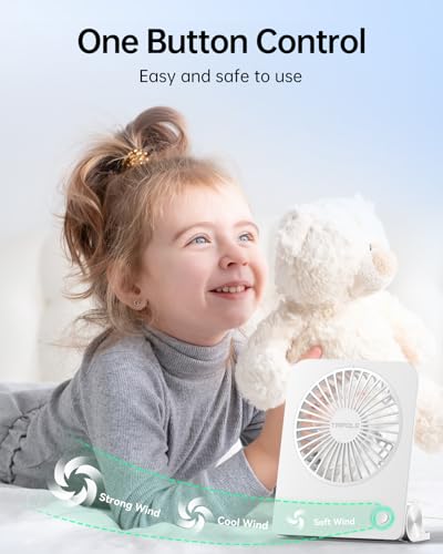 TriPole Desk Fan Small Portable Fan 2000 mAh Rechargeable Battery Ultra Quiet 4.5 Inch Mini Travel Fan with 180° Tilt Fold...