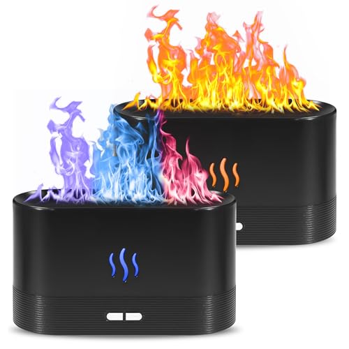 2 Pack Essential Oil Diffuser,Colorful Flame Air Aroma Diffuser Humidifier,Upgraded 7 Flame Colors Noiseless Essential Oil...