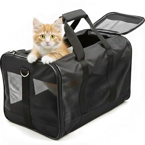 Simple Deluxe Airline-Approved Cat Carrier, 17" x 12" x 12", Soft-Sided Pet Carrier for Cats, Small Dogs, Kittens & Puppie...