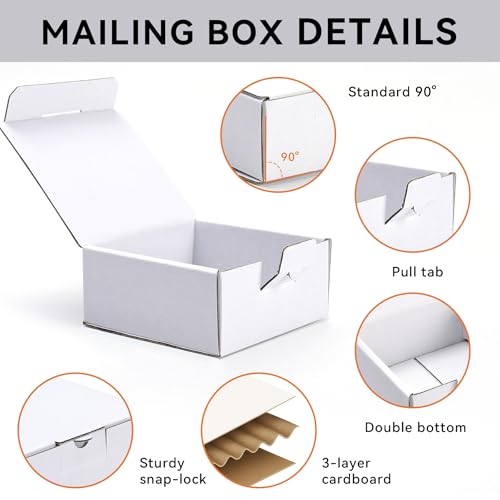 LineKap Small Shipping Boxes 3.5x3.3x1.6 Inches, 10-Pack White Corrugated Cardboard Gift Boxes for Mailing, Packaging & St...