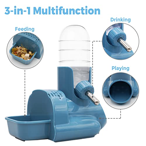 VANNON 3 in 1 Hamster Water Bottle No Drip Small Animal Water Bottle Automatic Bottle Dispenser with Food Container Base H...