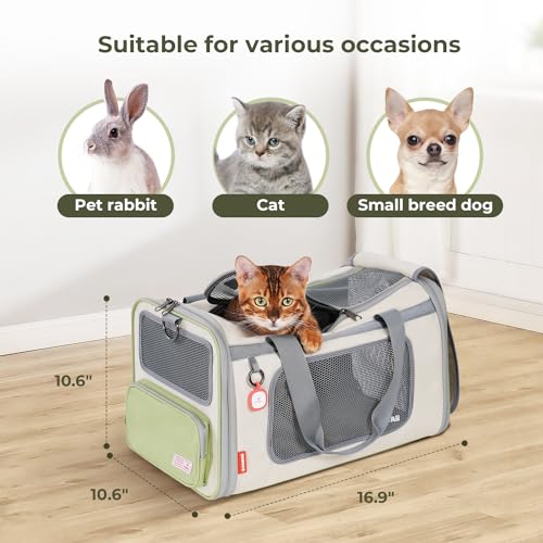 Pawaii Cat Carrier with ID Tag, TSA Airline Approved Soft Sided Collapsible Pet Travel Carrier, Portable Comfortable Conve...