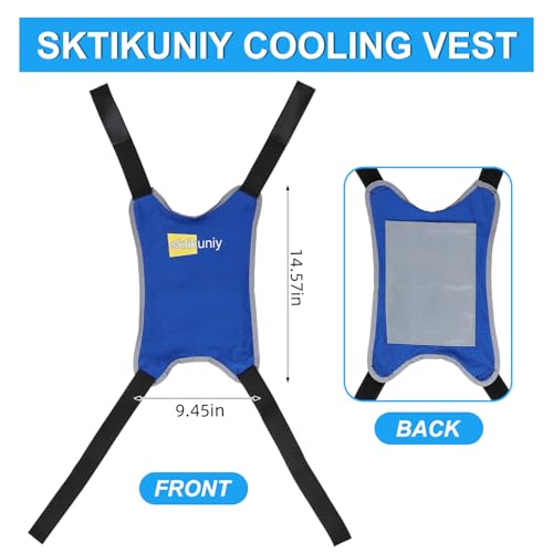 Sktikuniy Cooling Vest with 3 Ice Packs, Lightweight Breathable Design, Adjustable Shoulder Straps, Reflective Trim, Blue