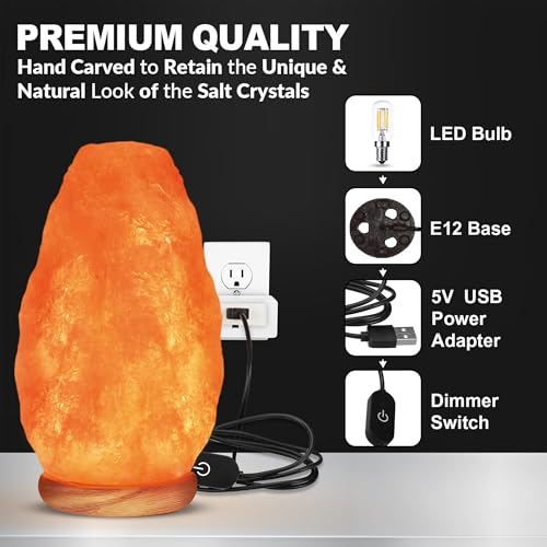 WBM LLC Himalayan Glow Natural Pink Salt Lamp, Crystal Salt Lamp Night Light with (ETL Certified) Brightness Control Dimme...