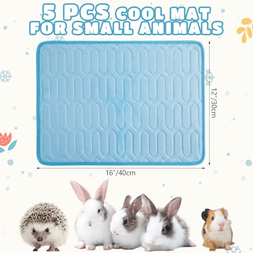 Breling 5 Pack 12" x 16" Summer Cooling Mat for Small Animals, Washable Reusable Guinea Pig Bedding Non-Slip Mat for Small...