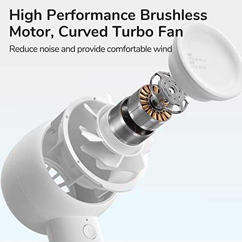 JISULIFE Mini Portable Fan-Bladeless Safe Design, Powerful Turbo Handheld Fan with 5 Speeds, 16Hrs Max Cooling Time，USB Re...
