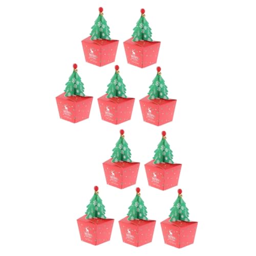 NOALED 10 Stück Weihnachts-Geschenkpapier, Mini-Weihnachts-Süßigkeitstüten, Weihnachtsgeschenkbeutel, Weihnachts-Goodie-Ba...