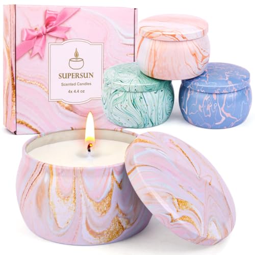 Candles Gifts for Women, Aromatherapy Candle Set, 17.6 oz 4 Pack Vanilla Lemon Fig Lavender Candle for Home Scented 120H B...