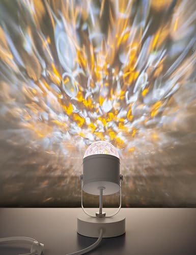 Joyzy Plug-in Dynamic Ocean Wave Table Lamp with Remote Water Ripple Night Light Projector for Room Party Decoration, Colo...
