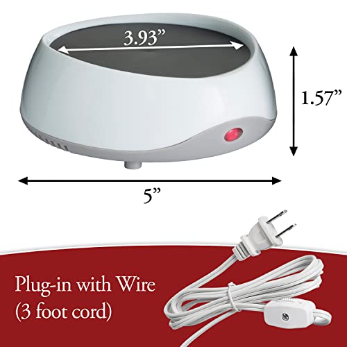 CANDLE WARMERS ETC. Auto Shutoff Candle Warmer Plate (White, Plug-in) – Modern Candle Wax Warmer with 8-Hour Timer