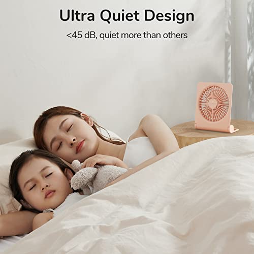 JISULIFE Small Desk Fan, Portable USB Rechargeable Fan, 160° Tilt Folding Personal Mini Fan with 4500mAh Battery, Strong W...