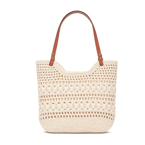 Peicees Small Crochet Beach Bag For Women- Woven Boho Purse Knitted Shoulder Bag For Summer Vacation Beachy Travel Pool