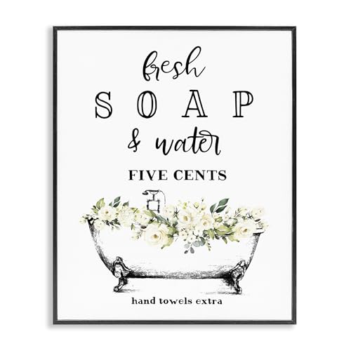 Stupell Industries 'Fresh Soap & Water Bath Tub', Framed Giclee Art, Black, 11 x 14 Inches, Easy to Hang and Sturdy, Made ...