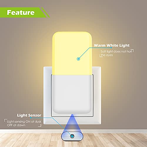 MAZ-TEK Plug in Night Light, Warm White LED Nightlights with Smart Dusk to Dawn Sensor for Kids, Nursery, Ideal for Bedroo...