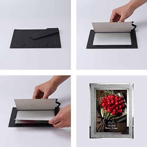 Calenzana 5x7 Picture Frame Sparkle Glass Photo Frames for Tabletop, Set of 2